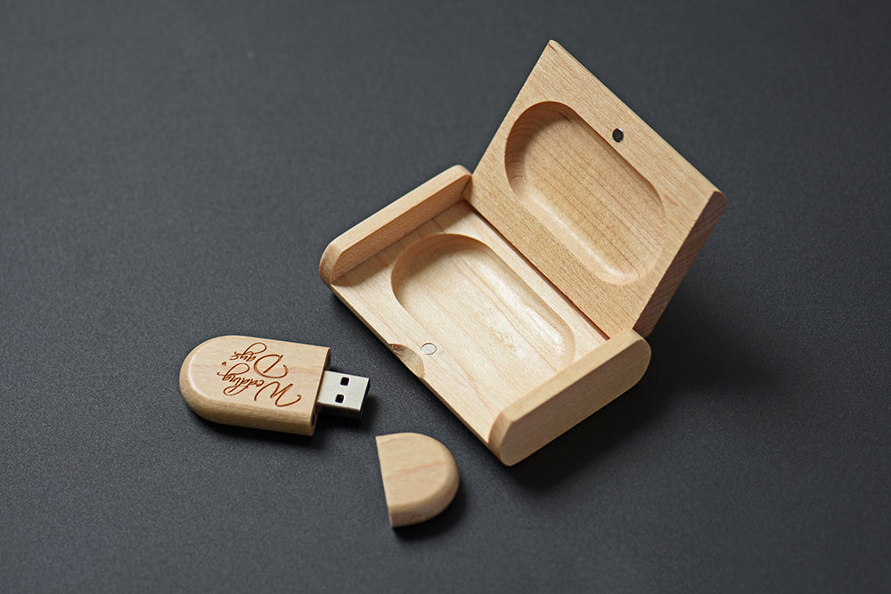 Clé USB 2.0 Bois Personnalisable 4GB 16GB 32GB 64GB avec Boîte Cadeau Mariage Photo
