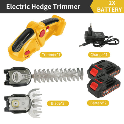 Taille-Haies & Cisaille à Gazon Électrique Sans Fil 2-en-1 – 20 000 tr/min, Rechargeable, 750g