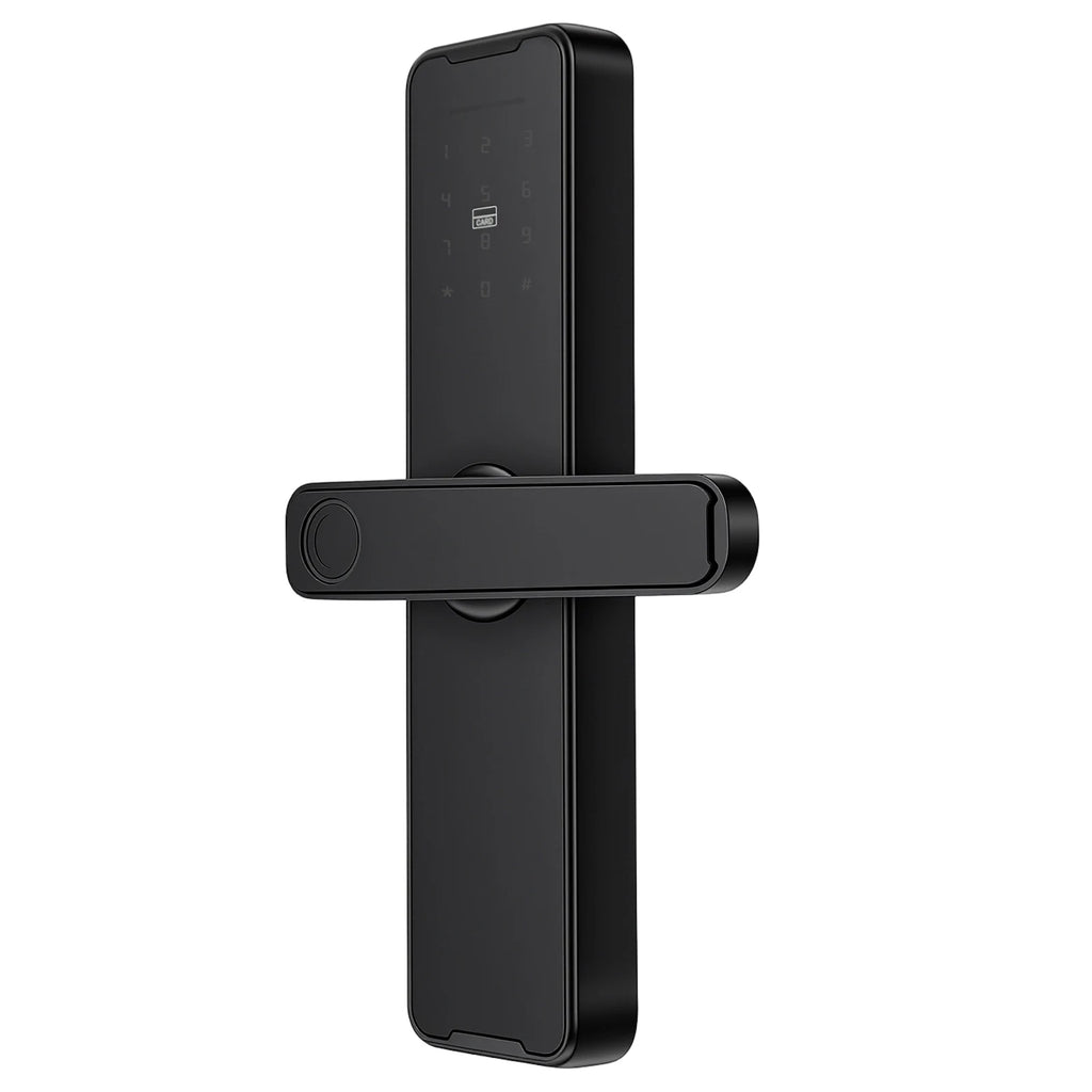 Serrure Intelligente Connectée Tuya – Empreinte, Code, Carte, Clé, App – Aluminium Noir