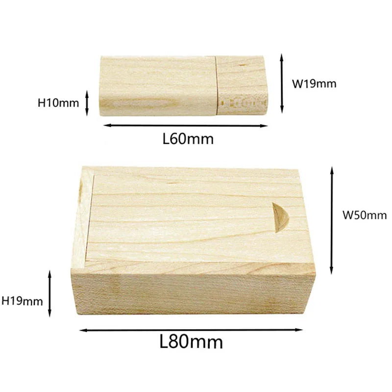 Clé USB en Bois Personnalisée – Logo Gratuit | 4 à 128 Go | Coffret Cadeau