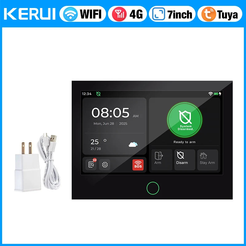 Alarme Maison KERUI G70 – Écran Tactile 7" IPS, 4G/WiFi/GSM, Compatible Tuya, Alexa & Google Home