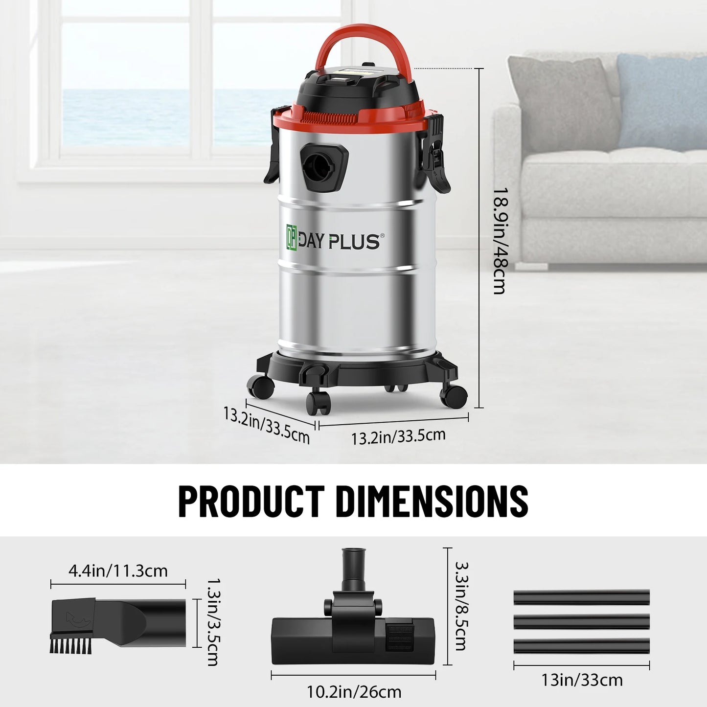 Aspirateur Eau et Poussière Industriel 20L 1200W – Fonction Soufflerie, Série Complète d'Accessoires