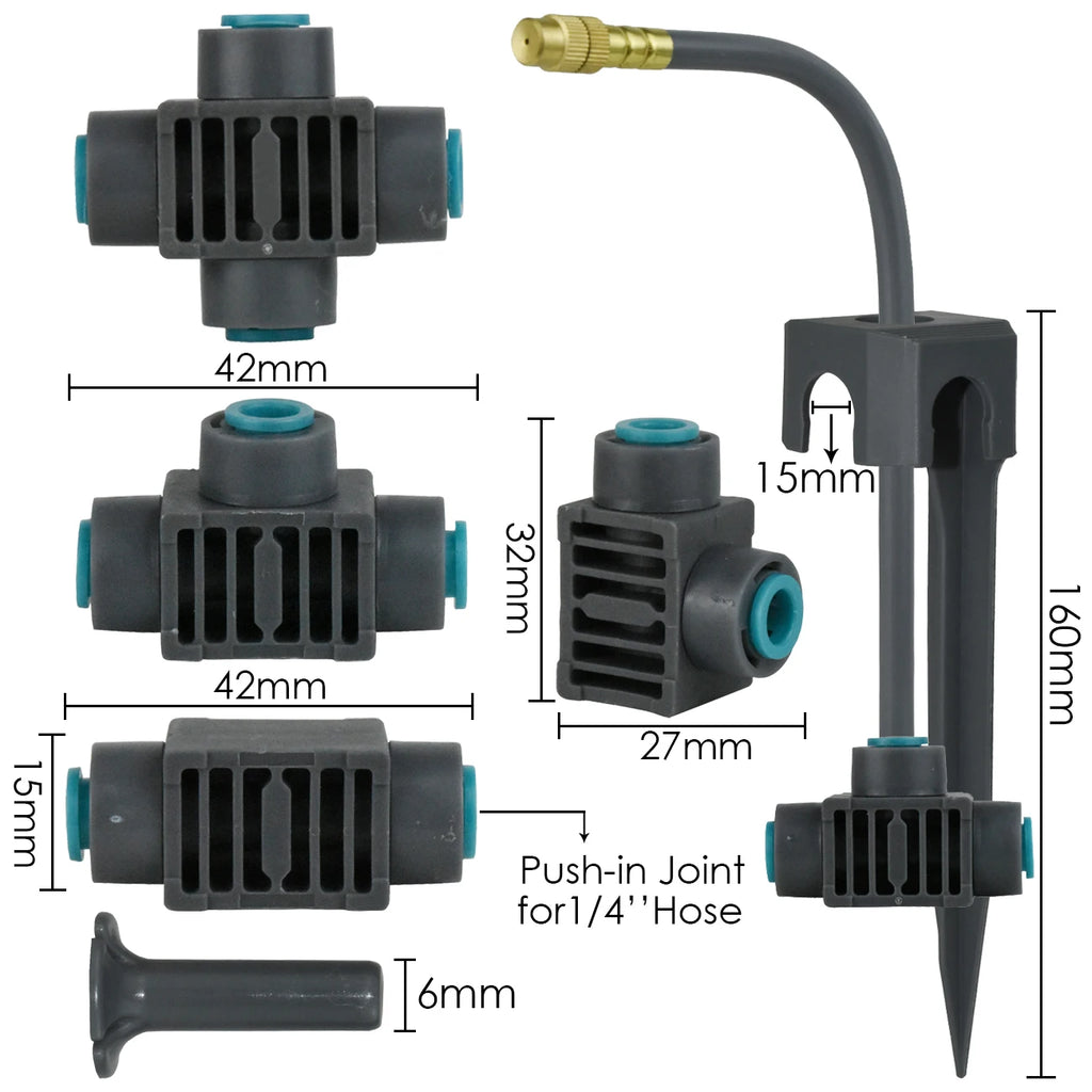 Kit d'Irrigation Jardin 5-30M - Pompe 60W Timer Buse Cuivre 360° Arrosage Automatique Serre