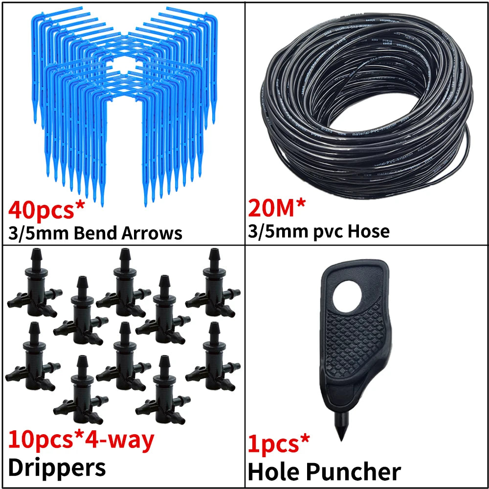 Kit d’Irrigation Goutte-à-Goutte 2 ou 4 Voies – Flèches Drip 3/5mm pour Pot, Jardin et Serre