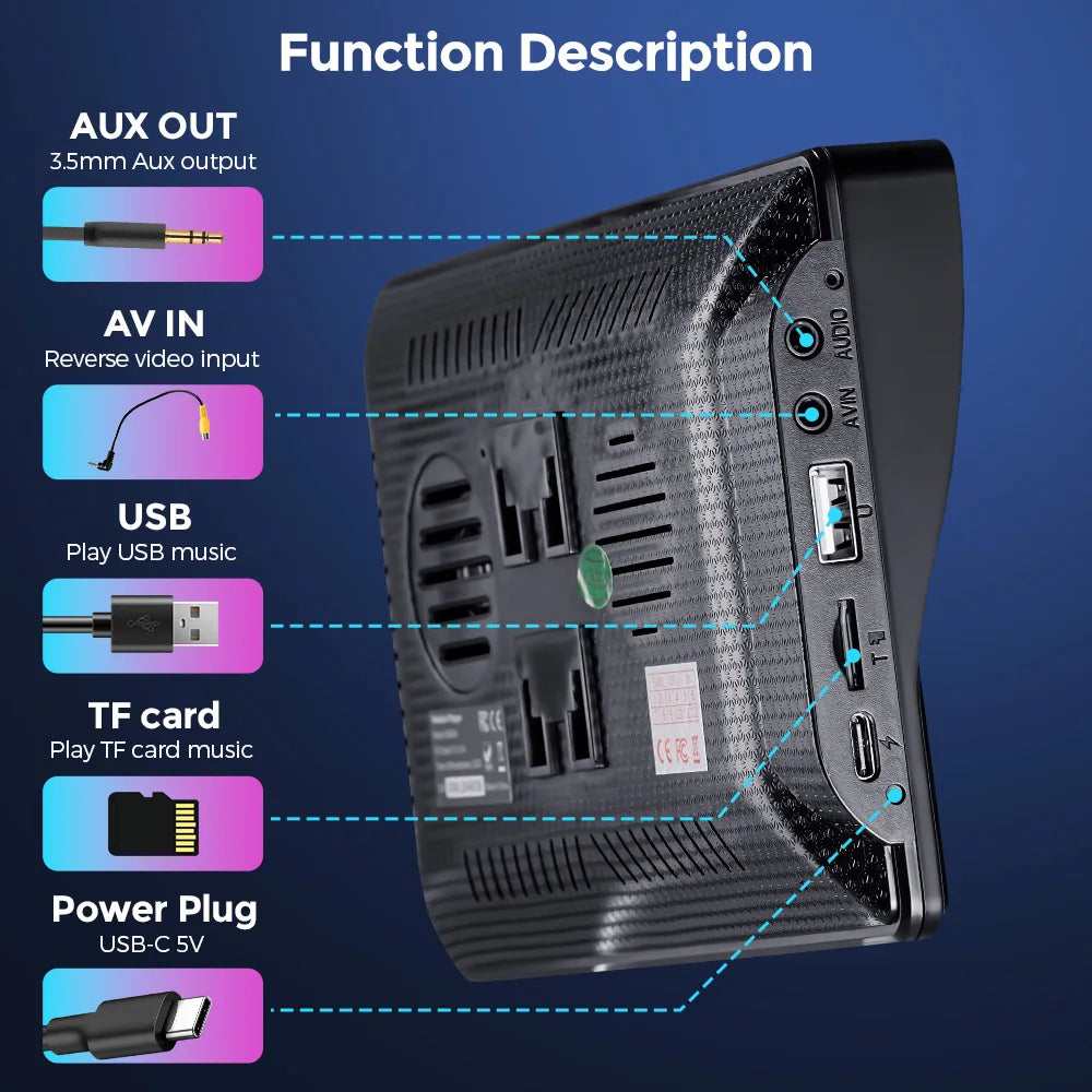 Autoradio Portable 7" Tactile CarPlay Android Auto - Bluetooth FM - Gearelec