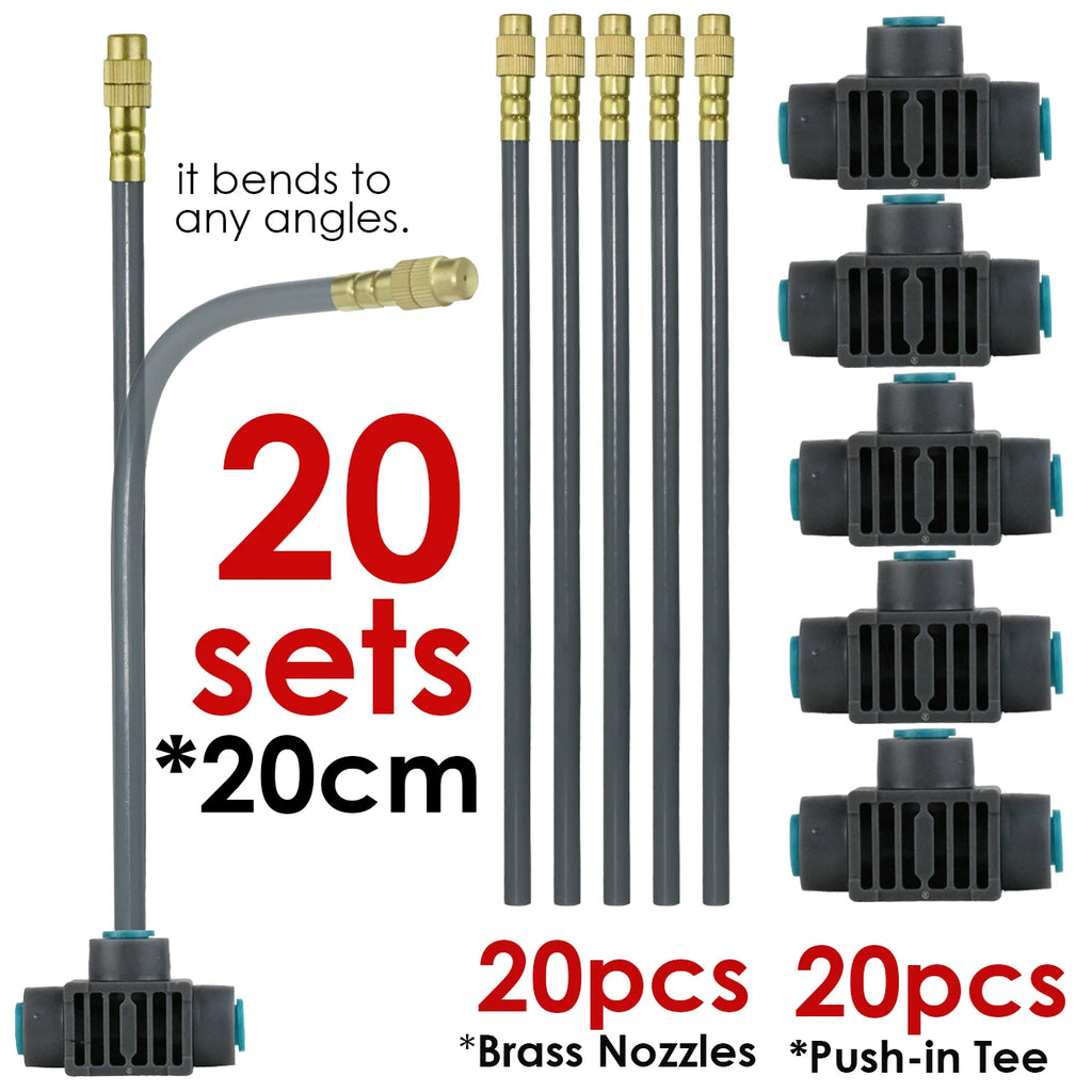 Kit d'Irrigation Jardin 5-30M - Pompe 60W Timer Buse Cuivre 360° Arrosage Automatique Serre