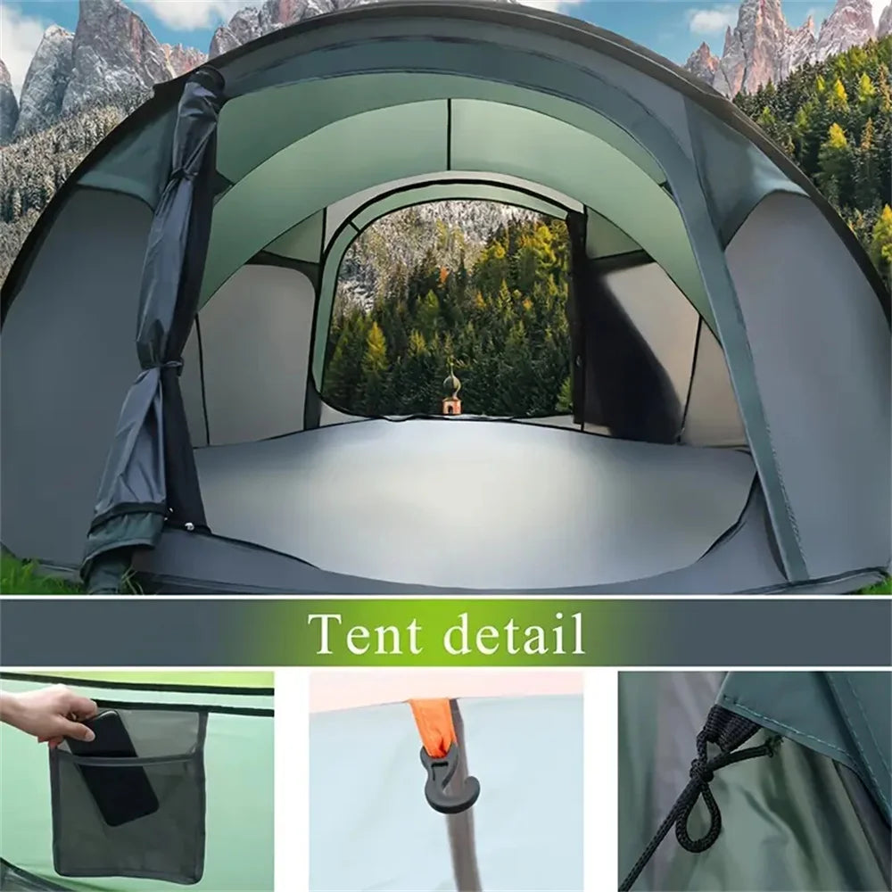 Camping en tente automatique pop-up 5-8 personnes - Ouverture instantanée 280x210cm