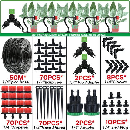 Kit Irrigation Goutte-à-Goutte KESLA – Tuyau 4/7mm, Programmateur & Capteur Pluie (5M à 50M)