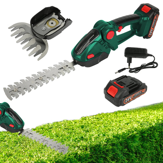 Taille-Haies & Cisaille à Gazon Électrique Sans Fil 2-en-1 – 20 000 tr/min, Rechargeable, 750g