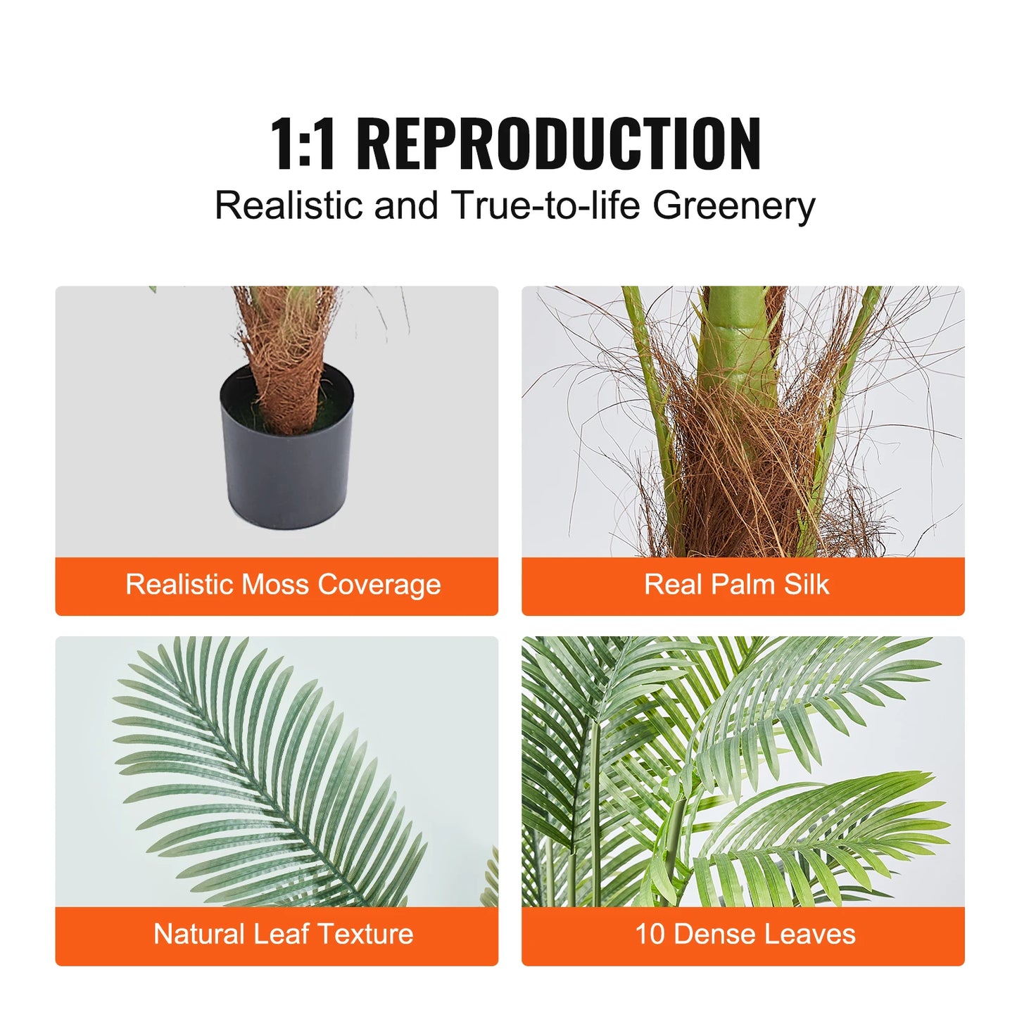 Palmier Artificiel 120/150/180 cm – Fausse Plante en PE, Anti-Basculement, Faible Entretien