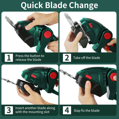 Taille-Haies & Cisaille à Gazon Électrique Sans Fil 2-en-1 – 20 000 tr/min, Rechargeable, 750g