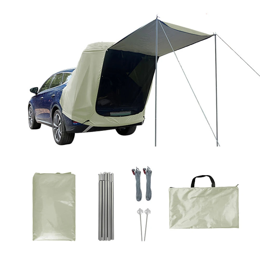Tente Arrière Voiture Camping - Extension Hayon Imperméable 2.4x2x1.2m - APPRO-DISTRI