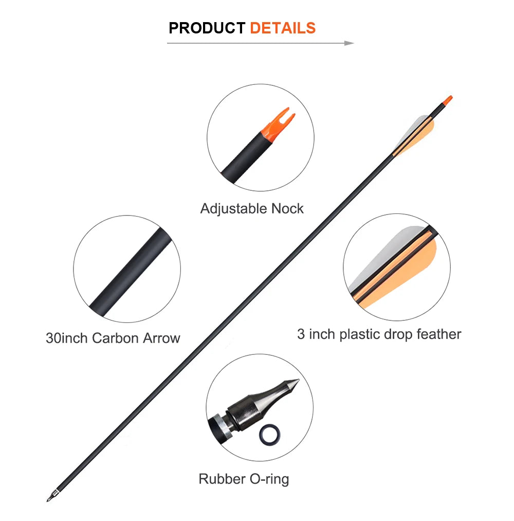 Arc Recurve Tir à l'Arc 20-50lbs Démontable avec Flèches Carbone Carquois Cible Entraînement