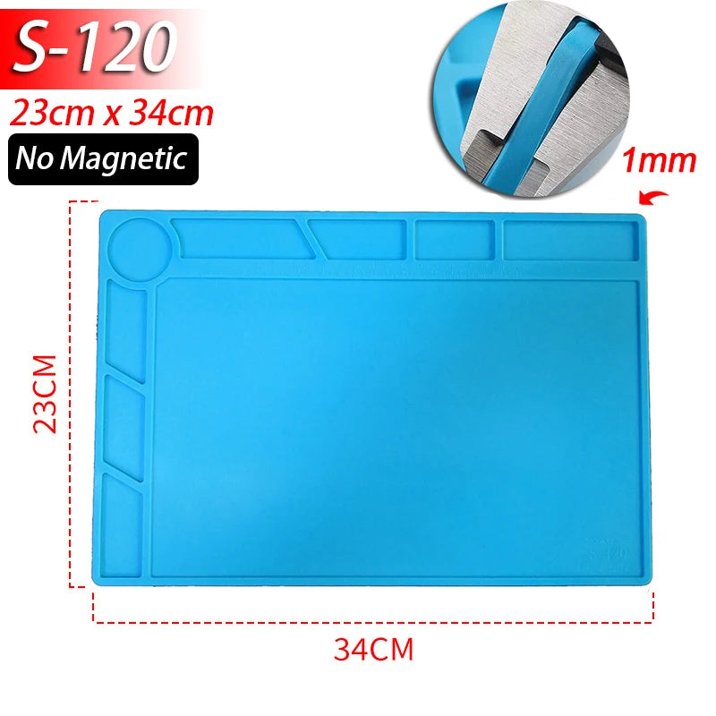 Soldering Station Mat Silicone Work Mat Heat Resistant 932°F Anti-Static Magnetic Mat for Electronic Phone Laptop Watch Repair