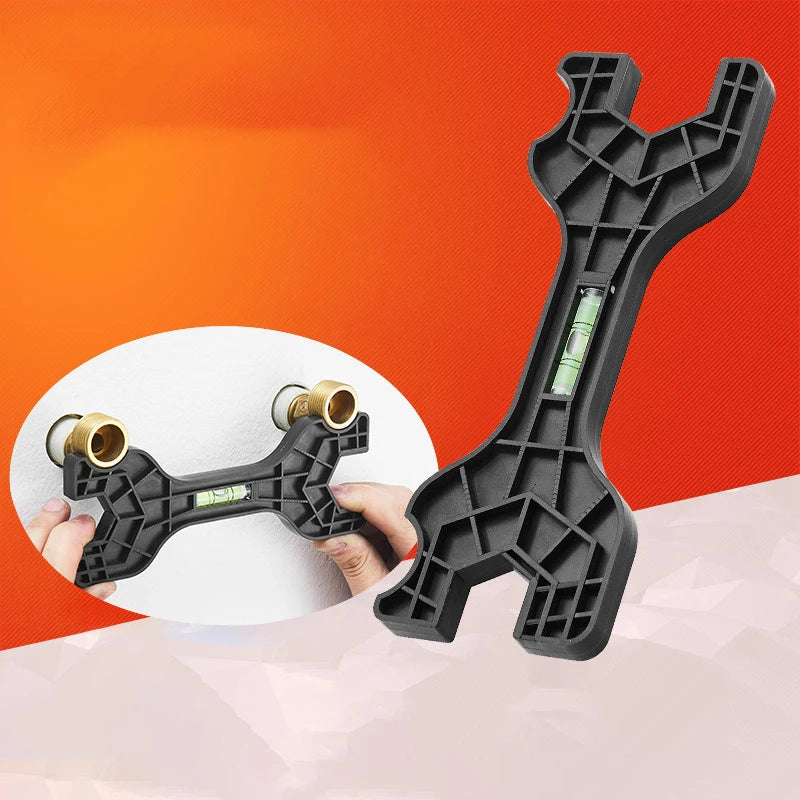 Clé Multifonction Plomberie Double Tête avec Niveau Robinet Tuyau Toilette Réparation Bricolage