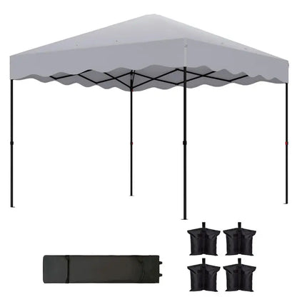 Gazebo Pop-Up 3x3m Hauteur Réglable – Tente de Jardin Oxford UPF50+ avec Sac de Transport | Gris Clair