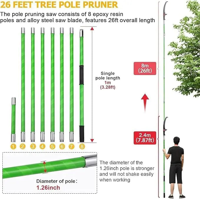 Scie à élaguer télescopique 8m