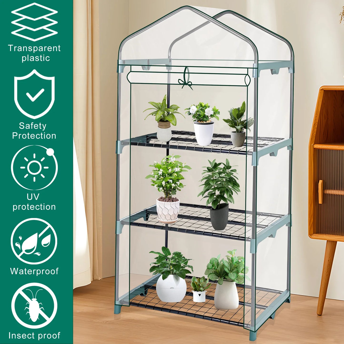Housse de Serre de Jardin Transparente PVC – Imperméable, Anti-UV, Double Fermeture Éclair | 2 Tailles
