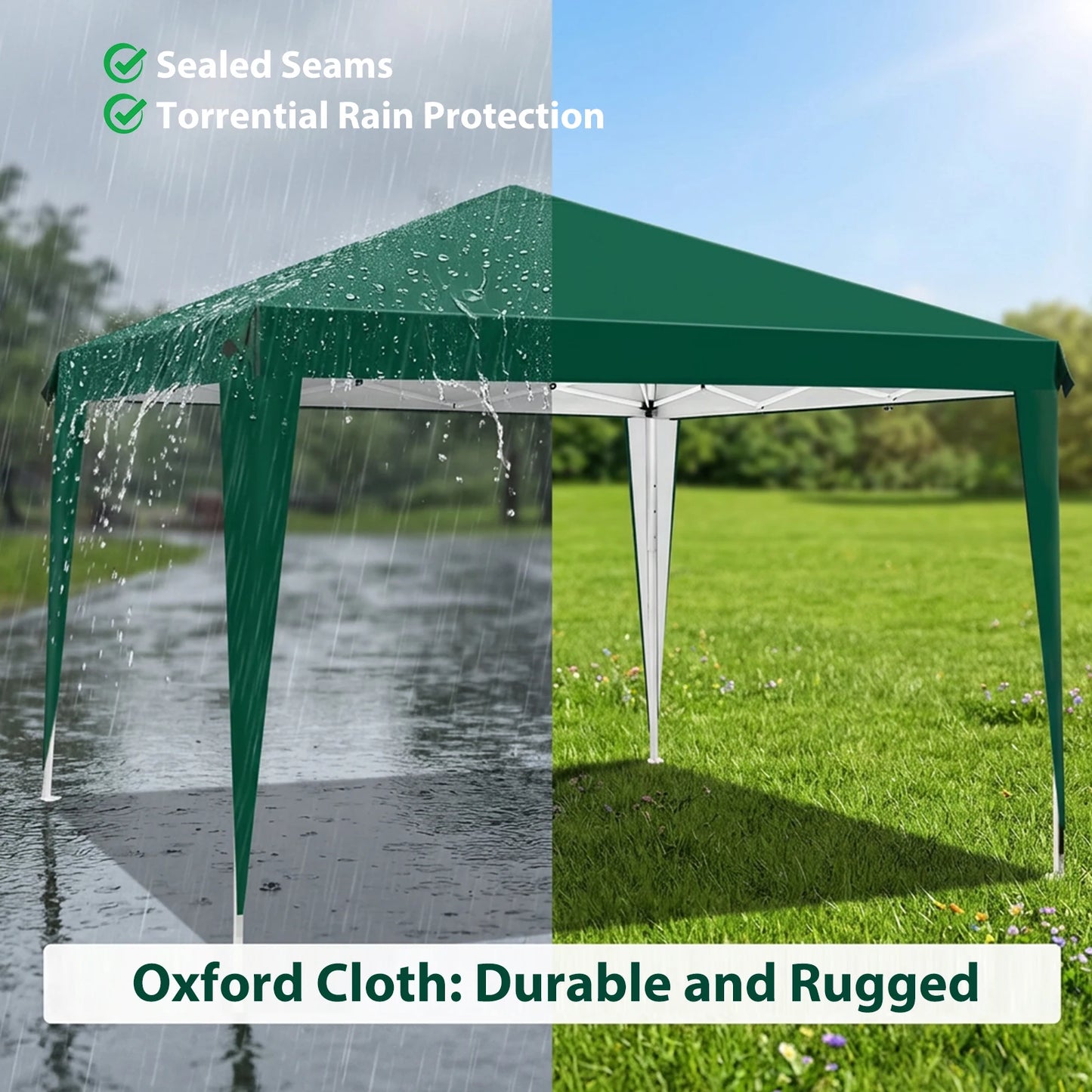 Kiosque Pliant Pop-Up 3x3 m – Toile Oxford 420D UPF 50+, Imperméable, Sac de Transport Inclus