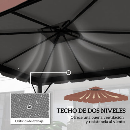 Toit de Remplacement Pergola 3x3m Double Toit – Polyester Anti-UV | Outsunny