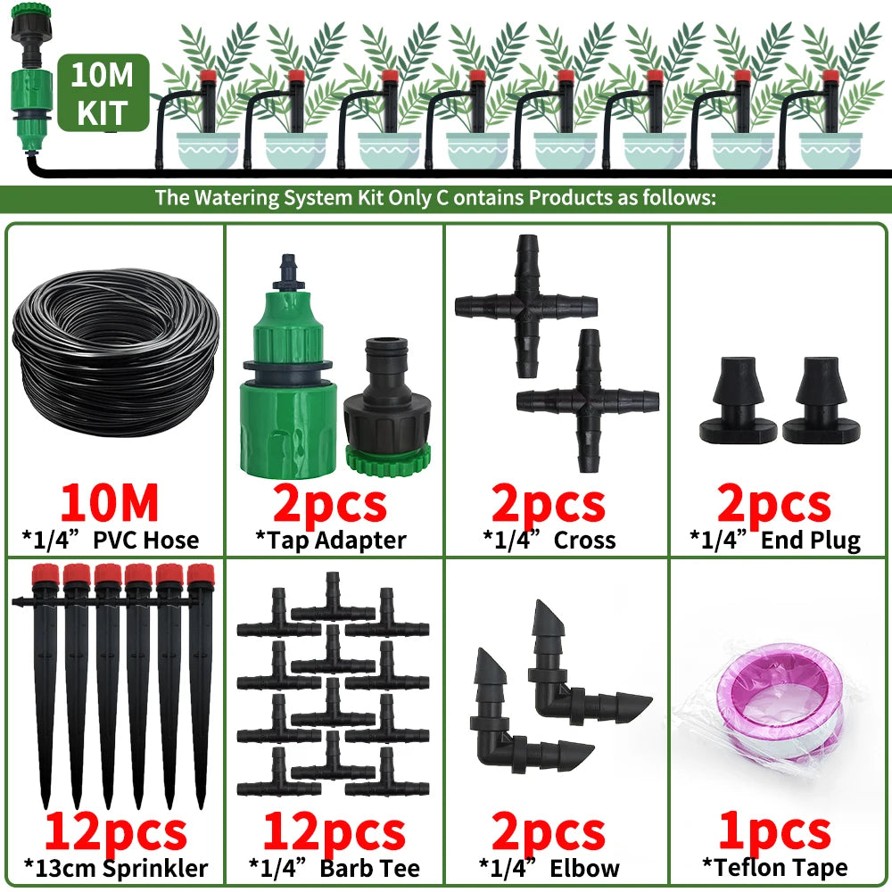 Kit Arrosage Automatique Goutte-à-Goutte avec Asperseurs 13 cm – Bonsäï, Plantes en Pot & Serre (10M à 20M)