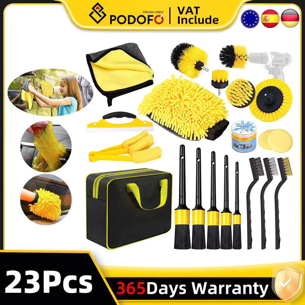 Kit de Nettoyage Auto Professionnel 20 Pièces - Brosses et Accessoires
