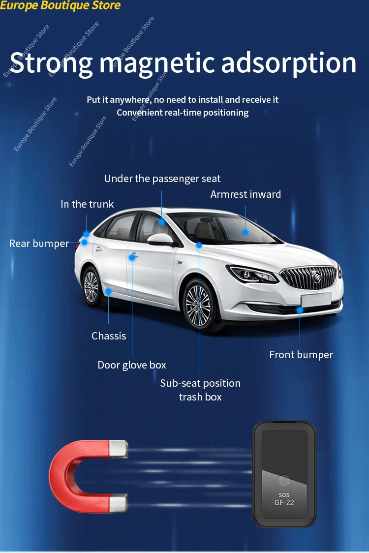 Traceur GPS Voiture GF-22 Mini - Aimant Puissant & Géolocalisation Temps Réel