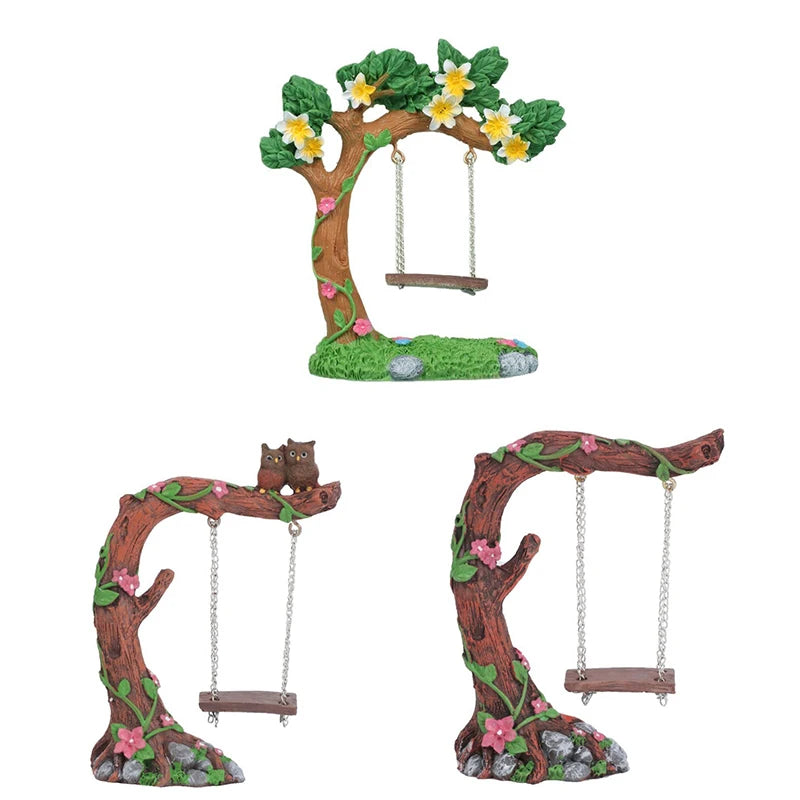 Balançoire Miniature Fée en Résine – Décoration Jardin Féerique, Maison de Poupée & Micro-Paysage (3 Styles)
