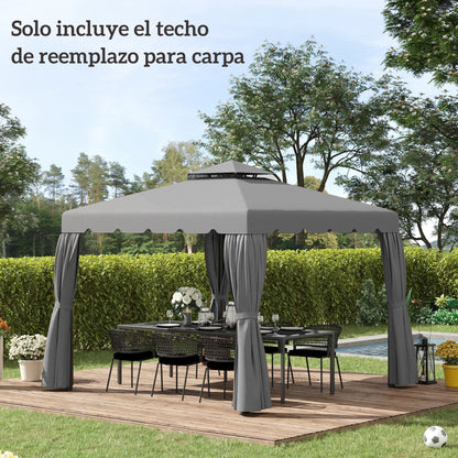 Toit de Remplacement Pergola 3x3m Double Toit – Polyester Anti-UV | Outsunny