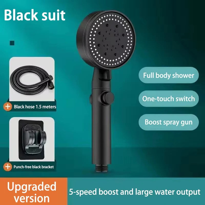 Pommeau de Douche Haute Pression 5 Modes – Économie d'eau, Réglable, Inox & ABS