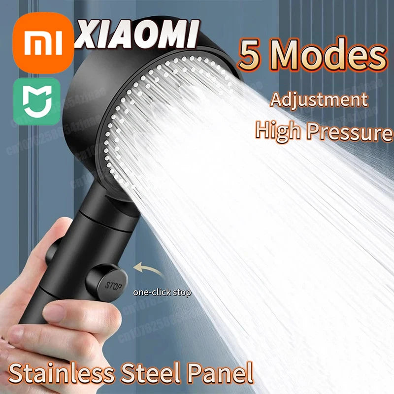 Pommeau de Douche Haute Pression 5 Modes – Économie d'eau, Réglable, Inox & ABS