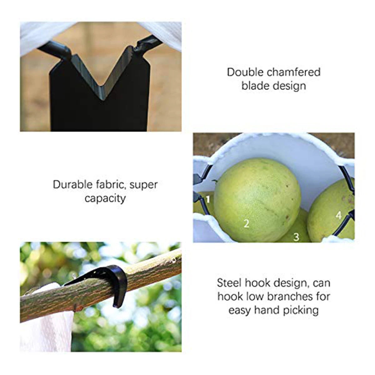 Cueilleur de Fruits à Lames en Acier – Panier Récolteur pour Arbre Fruitier