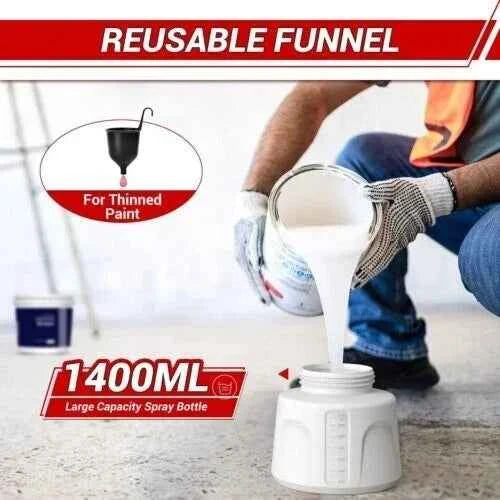 Pistolet à Peinture Électrique 850W HVLP 1400ml 4 Buses Cuivre Pulvérisateur Professionnel Maison