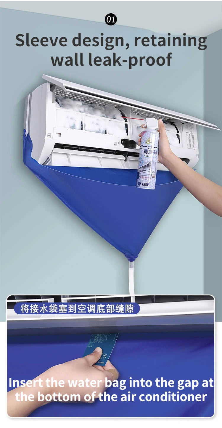 Kit de Nettoyage Climatiseur Mural – Housse Étanche avec Tuyau d'Évacuation