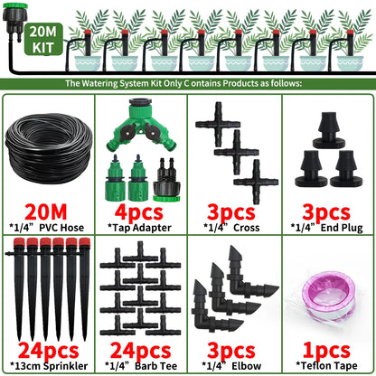 Kit Arrosage Automatique Goutte-à-Goutte avec Asperseurs 13 cm – Bonsäï, Plantes en Pot & Serre (10M à 20M)