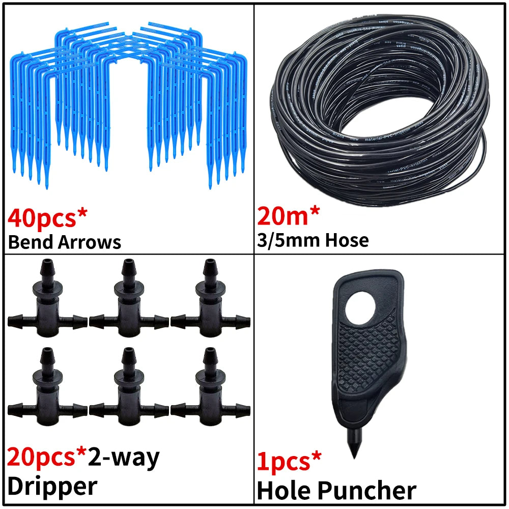 Kit d’Irrigation Goutte-à-Goutte 2 ou 4 Voies – Flèches Drip 3/5mm pour Pot, Jardin et Serre