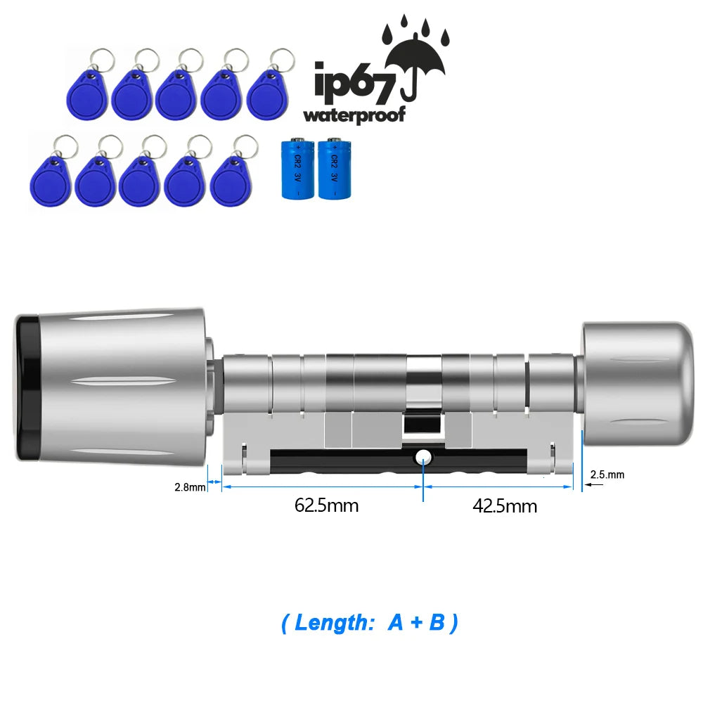 Cylindre Serrure Connectée TTlock - IP67 Étanche, App Bluetooth, Carte RFID/NFC, Anti-Perçage - Tuya Smart