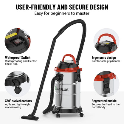 Aspirateur Eau et Poussière Industriel 20L 1200W – Fonction Soufflerie, Série Complète d'Accessoires