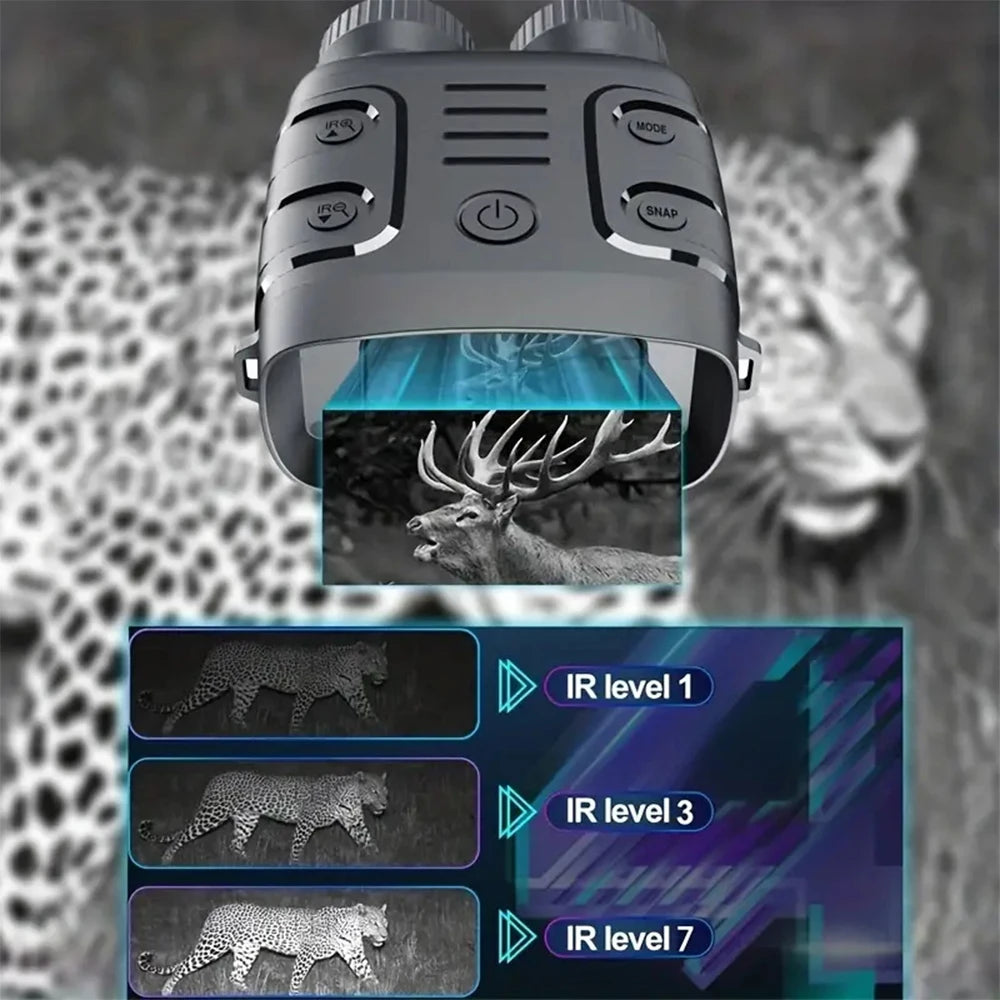 Jumelles Vision Nocturne Infrarouge 1080P - Zoom 5X, Photo/Vidéo, Portée 300m, Écran 2.4" - Chasse Observation