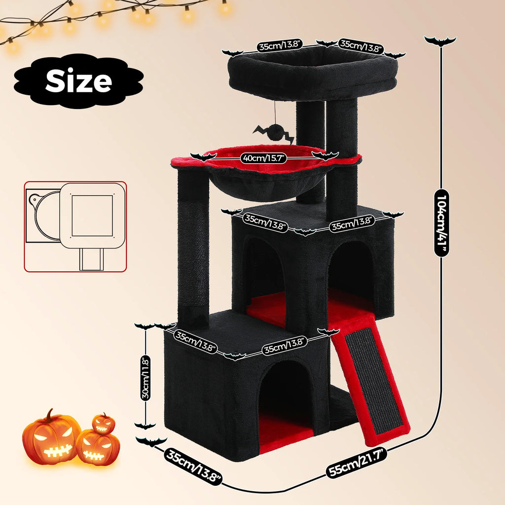 Arbre à Chat XXL Multi-Niveaux - Tour avec Griffoirs Sisal, 2 Niches, Jouets Intégrés