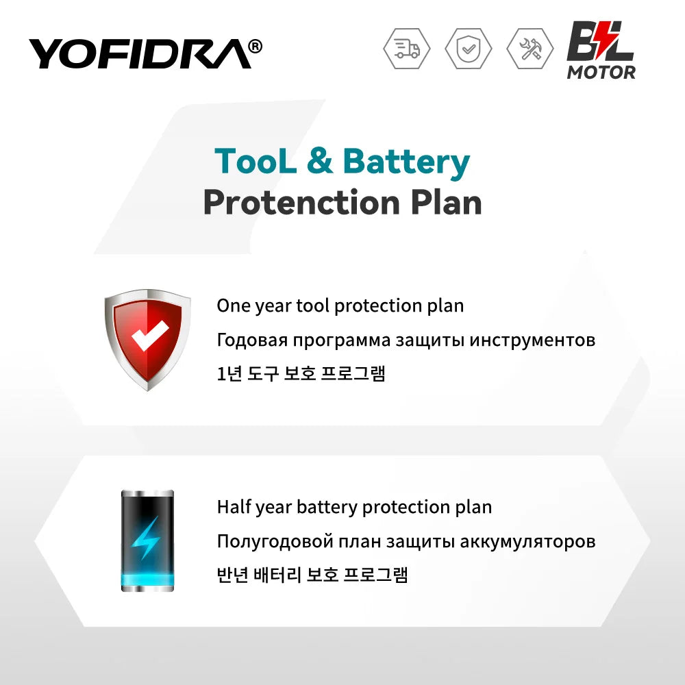 Tondeuse électrique brushless Yofidra 10 pouces – 6000W, 58000 RPM, Compatible Makita 18V | Pliable