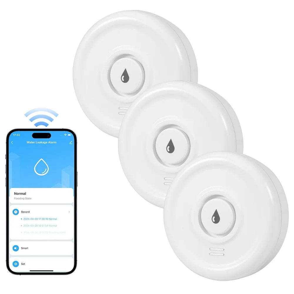 Détecteur de Fuite d'Eau WiFi Fuers – Alarme 100dB, Alerte Smartphone, Compatible Tuya/Smart Life