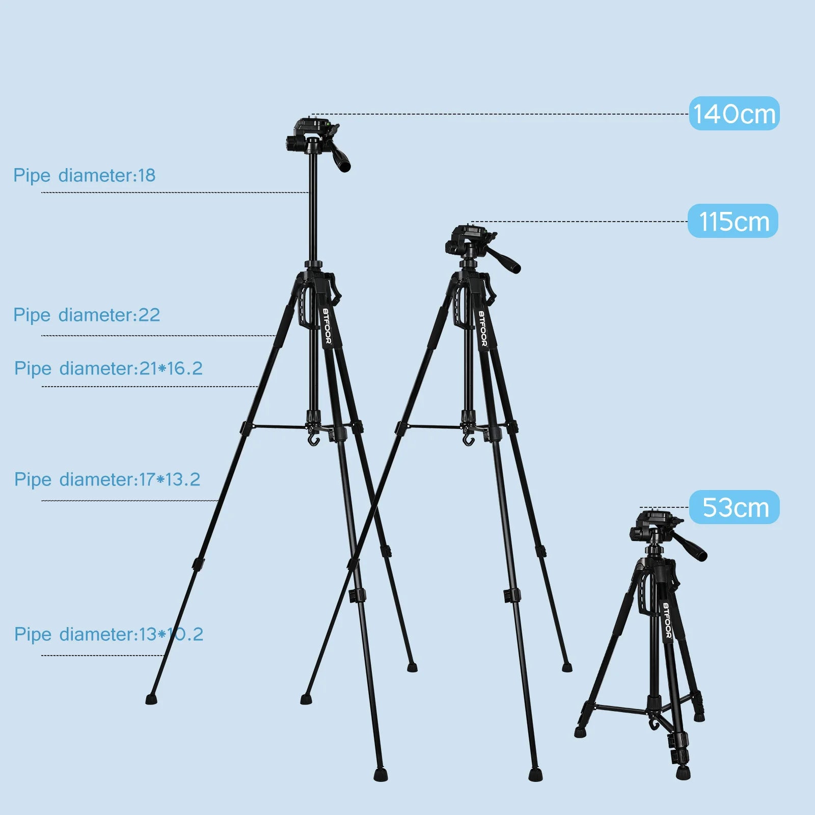 Trépied Professionnel Aluminium 140cm pour Appareil Photo et Smartphone