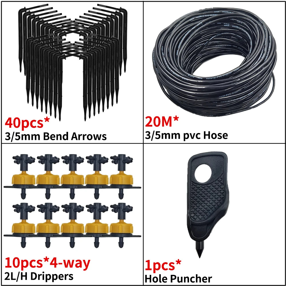 Kit d’Irrigation Goutte-à-Goutte 2 ou 4 Voies – Flèches Drip 3/5mm pour Pot, Jardin et Serre