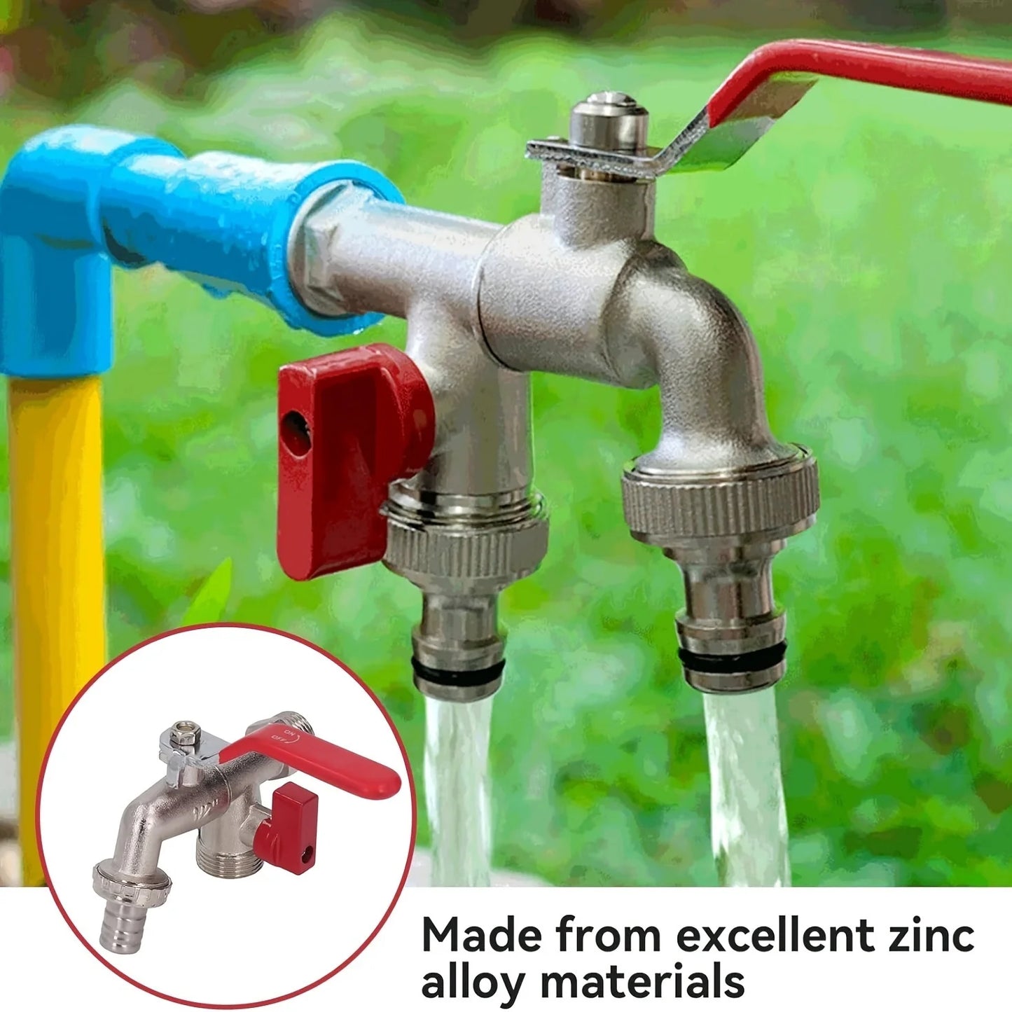 Robinet de Jardin en Alliage de Zinc 1/2" – Vanne à Bille, Poignée Levier Facile
