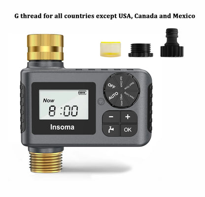 Programmateur d’Arrosage Automatique INSOMA – Minuterie Intelligente IPX5, Raccord Laiton, Écran LCD