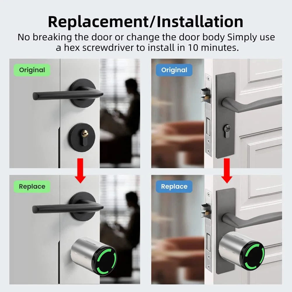 Cylindre Serrure Connectée TTlock - IP67 Étanche, App Bluetooth, Carte RFID/NFC, Anti-Perçage - Tuya Smart