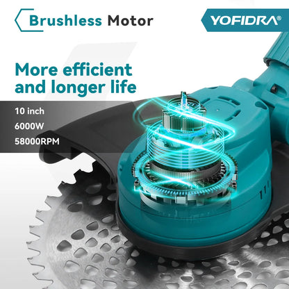 Tondeuse électrique brushless Yofidra 10 pouces – 6000W, 58000 RPM, Compatible Makita 18V | Pliable