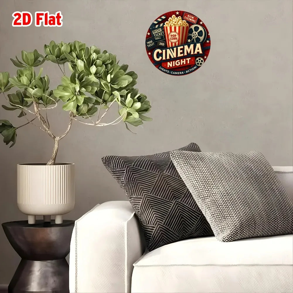 Panneau Mural Métal Rétro « Lights Camera Action » – Décoration Cinéma Vintage