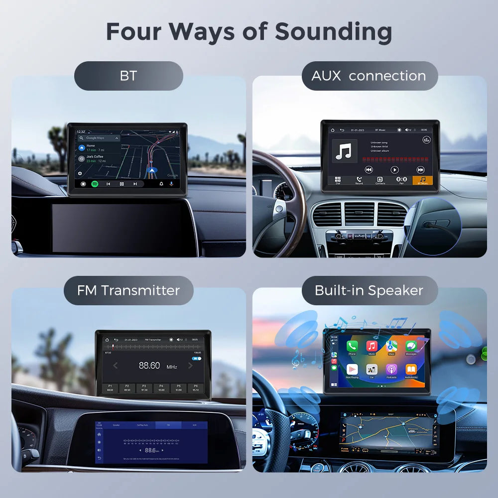 Autoradio Portable 7" Tactile CarPlay Android Auto - Bluetooth FM - Gearelec